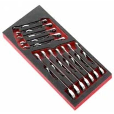 Facom 12-Piece Ratchet Combination Spanner Set 8 to 19 mm Foam Module MODM.467J12SLS