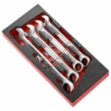 Facom 4-Piece Combination Ratchet Spanner Set 21 To 30 mm Chrome Finish MODM.467J4SLS