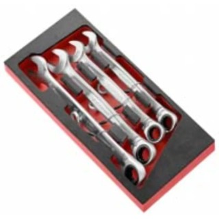 Facom 4-Piece Combination Ratchet Spanner Set 21 To 30 mm Chrome Finish MODM.467J4SLS