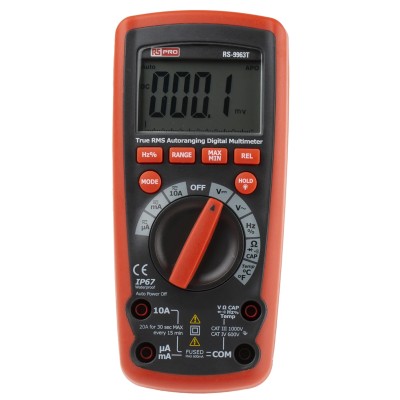 RS PRO Digital Handheld Multimeter True RMS 10 A AC, 10 A DC, 1 kV AC RS-9963T