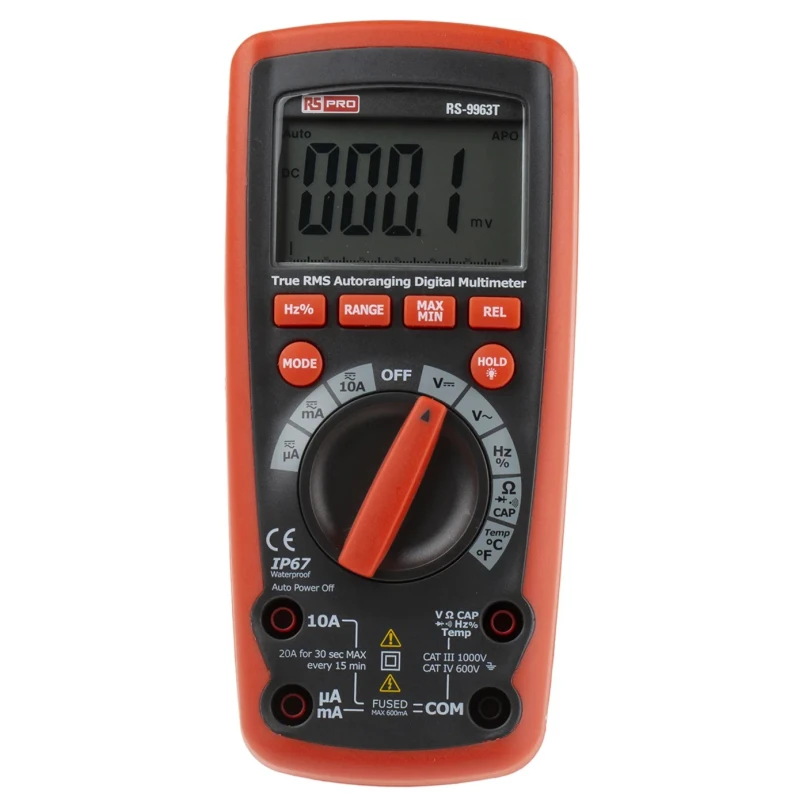 RS PRO Digital Handheld Multimeter True RMS 10 A AC, 10 A DC, 1 kV AC RS-9963T