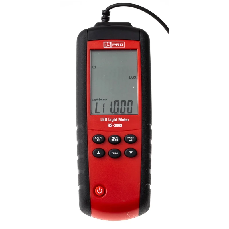 RS PRO RS-3809 Light Meter, 40lx to 400000 lx Measurement Range, ±3% Accuracy RS-3809