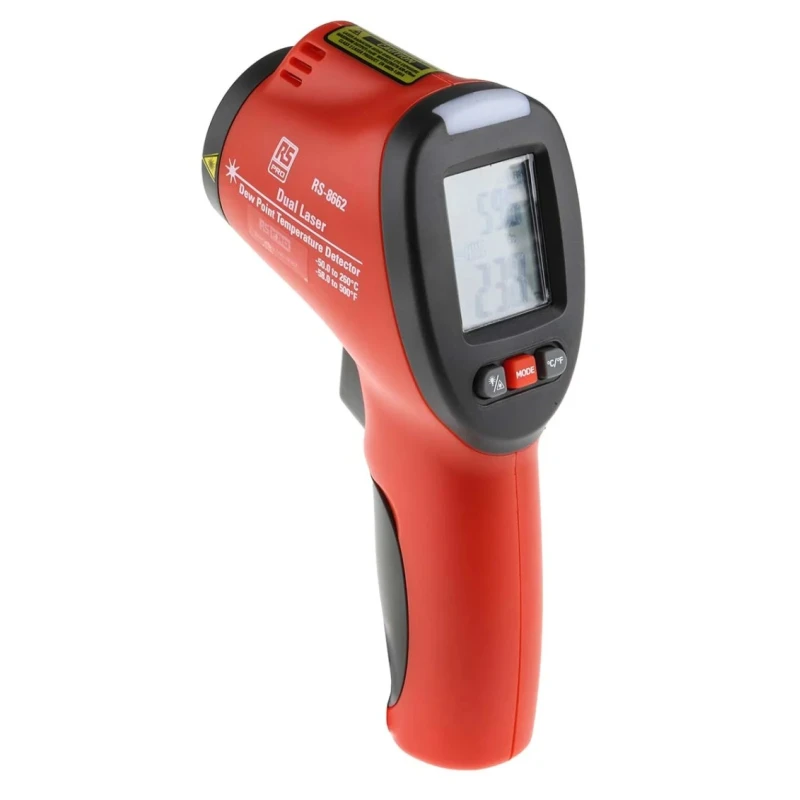RS PRO Infrared Thermometer with Dual Laser Pointer -50 °C to 260 °C Temperature Range ±1 % Accuracy RS-8662