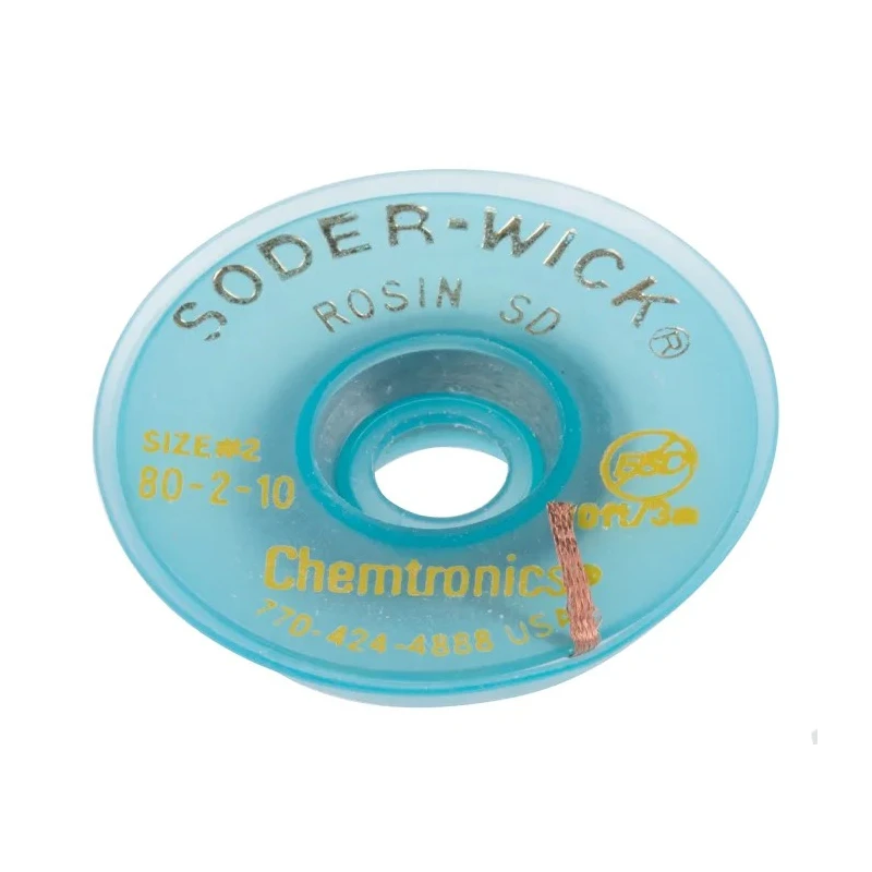 Chemtronics 3 m De-Soldering Braid Width 1.5mm Anti-Static Copper Wick with R and RMA Flux 802104
