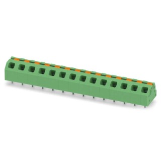 Phoenix Contact SPTAF 1/14-5.0-IL Series Angled Wave Soldering Mount PCB Terminal Block, 14 Contacts, 5 mm Pitch, 16 1862398
