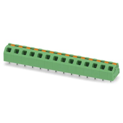 Phoenix Contact SPTAF 1/14-5.0-IL Series Angled Wave Soldering Mount PCB Terminal Block, 14 Contacts, 5 mm Pitch, 16 1862398