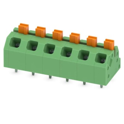 Phoenix Contact Angled Wave Soldering Mount PCB Terminal Block Green Polyamide Housing 16A 320V 6 Contacts 5mm Pitch 1862453