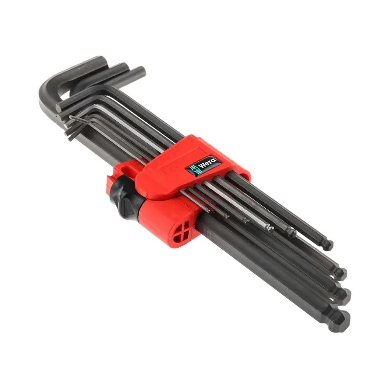 Wera 9 Piece L Metric Hex Key Set with Hex-Plus Profile, Hex Ball End, Sizes 1.5 to 10 mm 05022086001