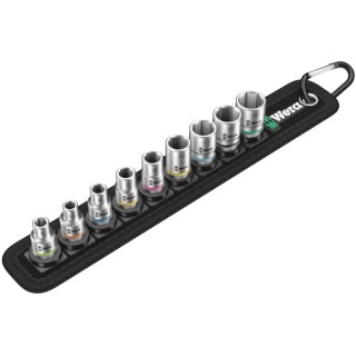 Wera 9-Piece 1/4 in Zyklop Socket Set with Square Drive, Sizes 5 mm to 13 mm 05003883001