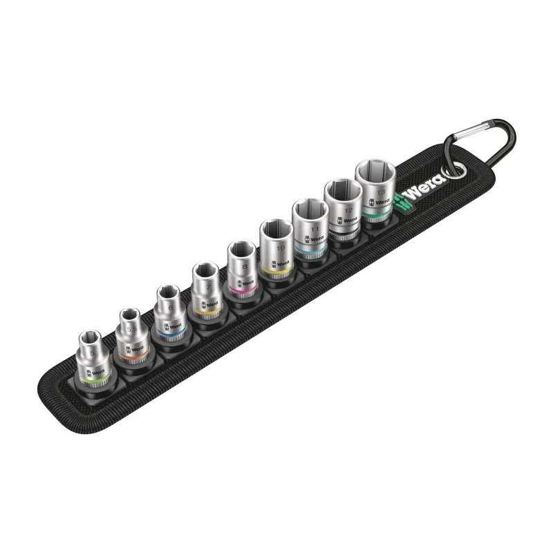Wera 9-Piece 1/4 in Zyklop Socket Set with Square Drive, Sizes 5 mm to 13 mm 05003883001