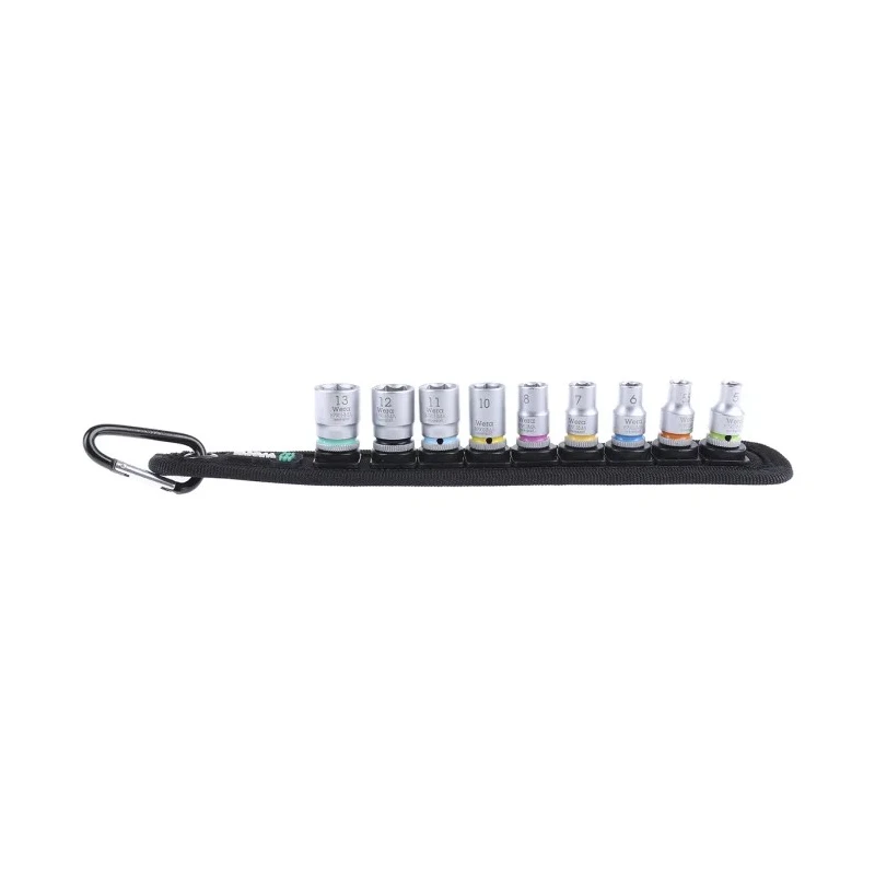 Wera 9-Piece 1/4 in Zyklop Socket Set with Square Drive, Sizes 5 mm to 13 mm 05003883001