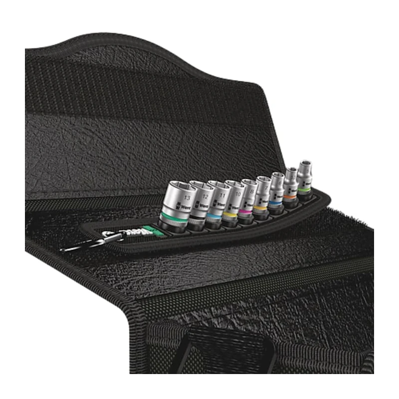Wera 9-Piece 1/4 in Zyklop Socket Set with Square Drive, Sizes 5 mm to 13 mm 05003883001
