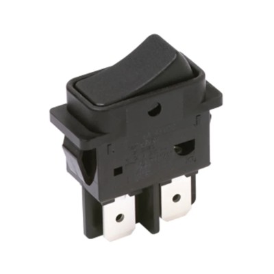 C & K DPST On-Off Latching Rocker Switch Panel Black Nylon Housing 16A 250V AC 48V DC DF62J12S2AHQA