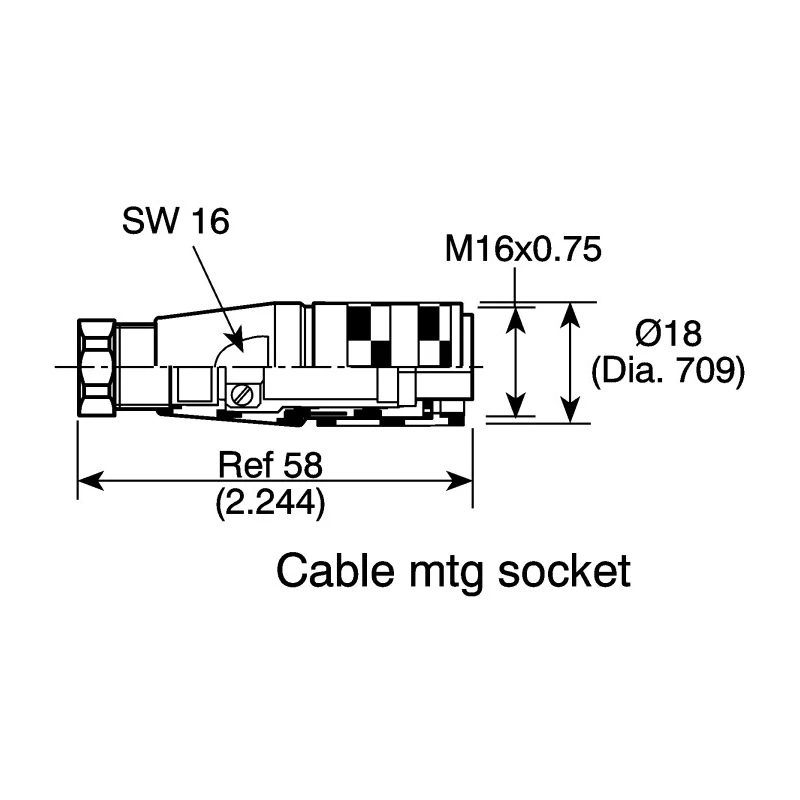Amphenol Industrial 6 Pole Straight M16 DIN Socket Screw-On Cable Connector 5A 300V C091-31D006-1002