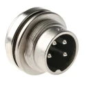 Amphenol Industrial 4 Pole Straight M16 DIN Panel Mount Male Plug 5A 300V ac/dc IP67 C091-31W004-1002