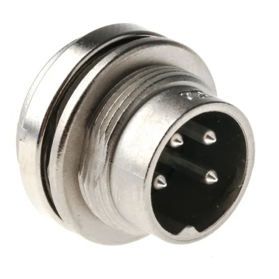 Amphenol Industrial 4 Pole Straight M16 DIN Panel Mount Male Plug 5A 300V ac/dc IP67 C091-31W004-1002