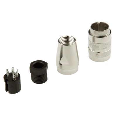 Amphenol Industrial C 091 D 4 Pole Straight M16 DIN Socket Connector 5A 300 V AC/DC IP67 Screw-On Female Cable C09131D0041002