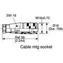 Amphenol Industrial C 091 D 7 Pole Straight M16 DIN Socket Connector Female Cable Mount 5A 300V AC/DC IP67 C091-31D007-1002