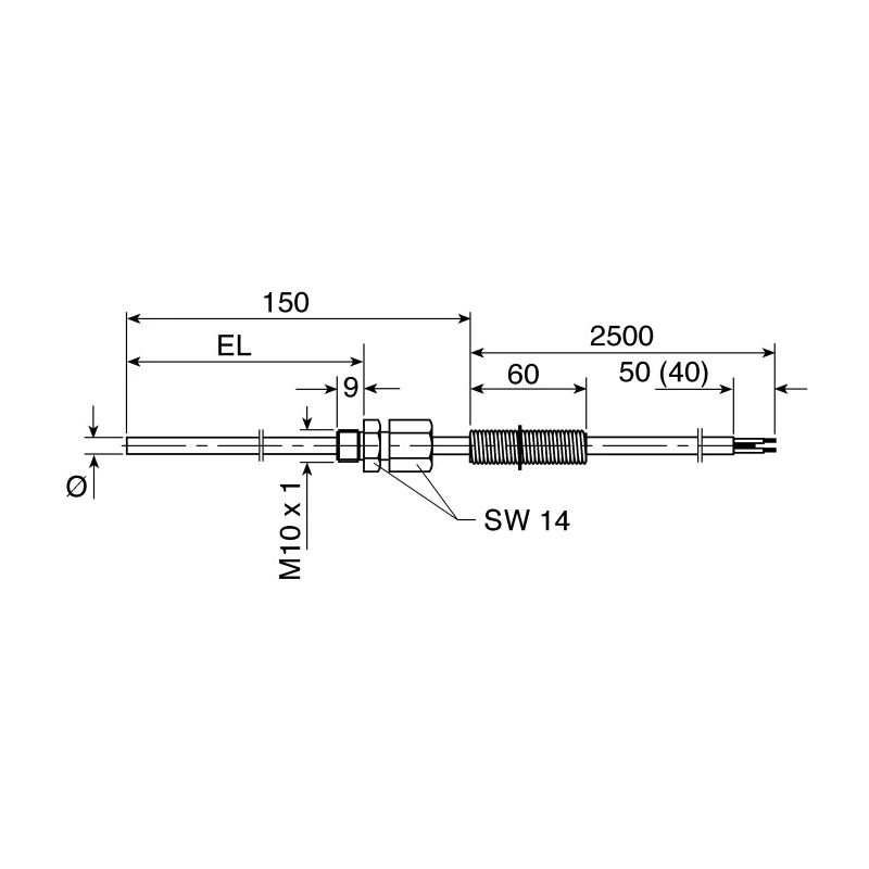 Jumo PT100 RTD Sensor 6 mm Diameter, 120 mm Length, 2 Wire, Class B Accuracy, 400 °C Max PT100