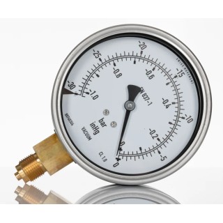RS PRO 100 mm BSP 3/8 in BSPM Stainless Steel Dial Pressure Gauge 0 bar 188-986
