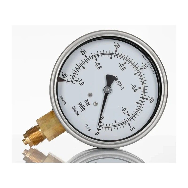 RS PRO 100 mm BSP 3/8 in BSPM Stainless Steel Dial Pressure Gauge 0 bar 188-986