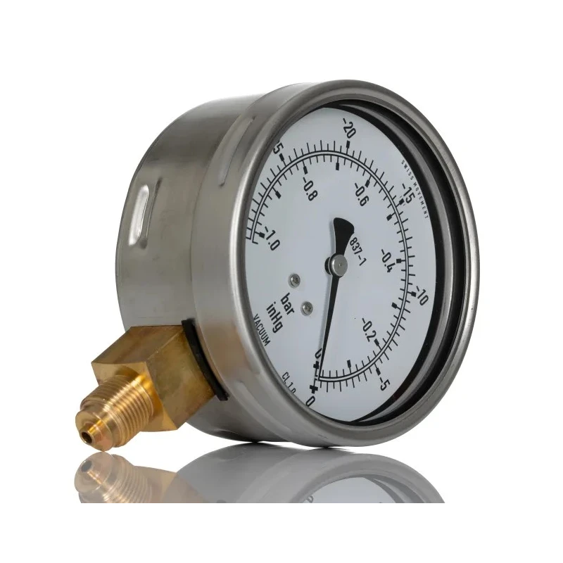 RS PRO 100 mm BSP 3/8 in BSPM Stainless Steel Dial Pressure Gauge 0 bar 188-986