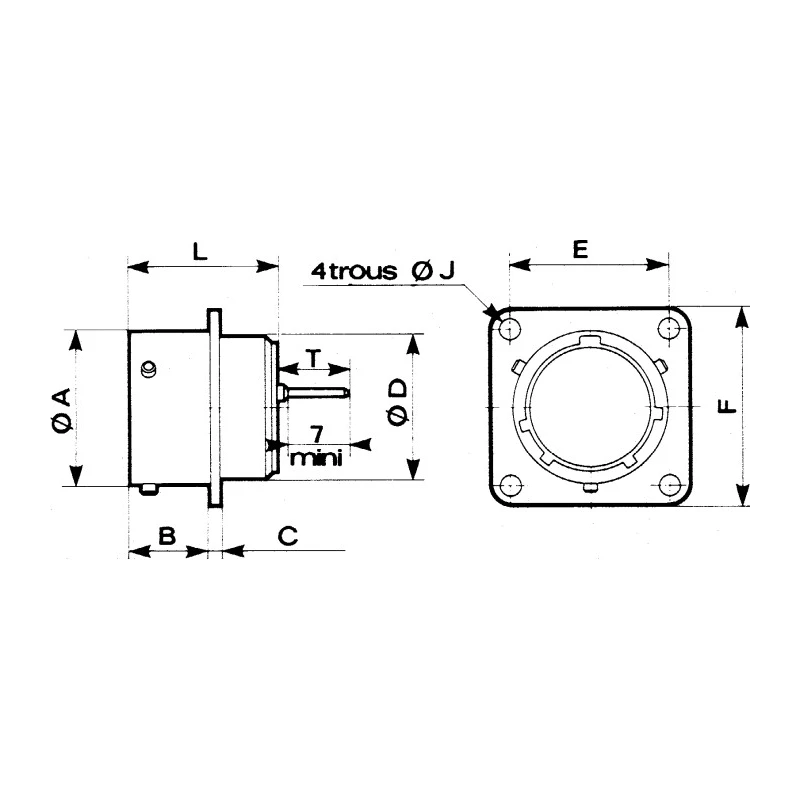 Souriau Sunbank by Eaton Copper Alloy Straight 6 Way Panel Mount MIL Spec Circular Connector 85102E106P5016