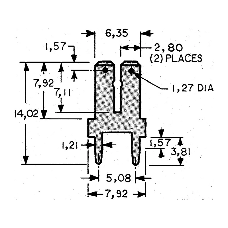 Keystone Black Uninsulated Male Spade Connector Crimp 6.35 x 0.81 mm Tab Size 1282