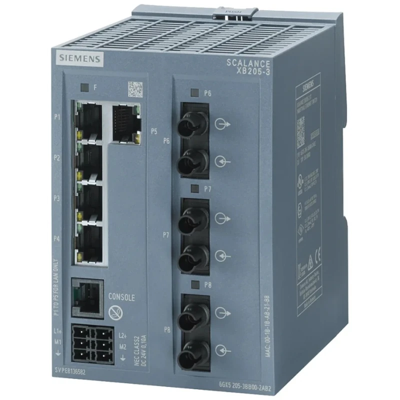 Siemens Managed Ethernet Switch PROFINET Communications Protocol 5 RJ45 Ports 6GK5205-3BB00-2AB2