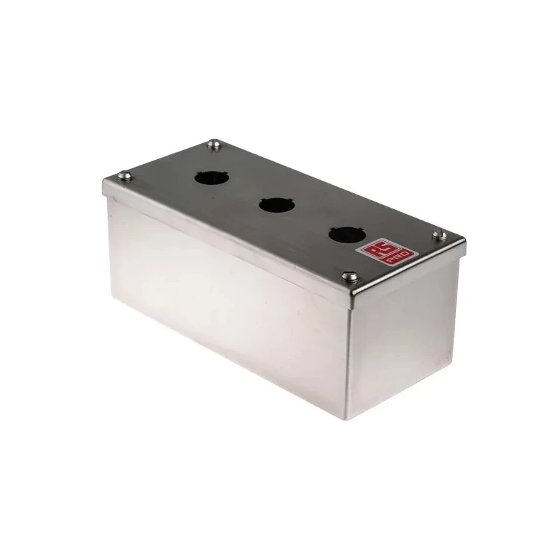 RS PRO Stainless Steel Push Button Enclosure 3 Hole 22 mm Diameter United Kingdom 100mm x 85mm x 220mm IP66 IP69K UL 161-1523