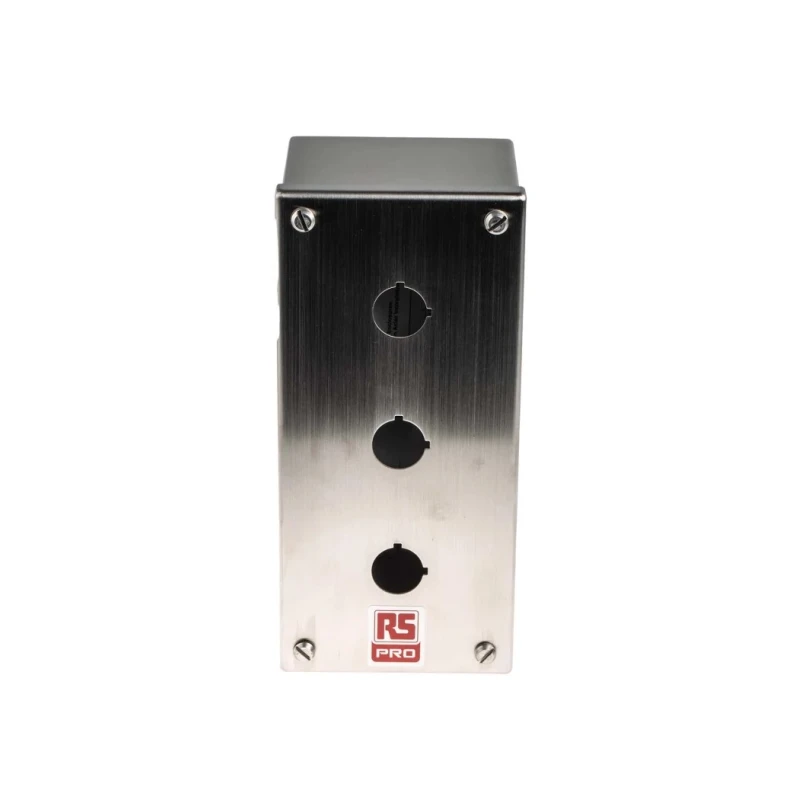 RS PRO Stainless Steel Push Button Enclosure 3 Hole 22 mm Diameter United Kingdom 100mm x 85mm x 220mm IP66 IP69K UL 161-1523
