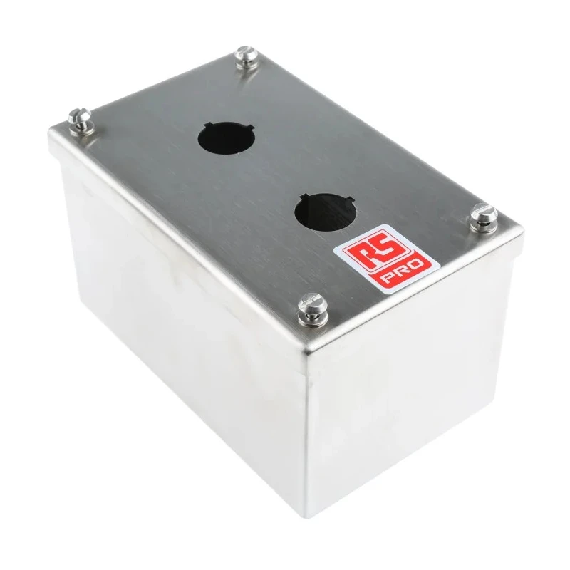 RS PRO Stainless Steel Push Button Enclosure 2 Hole 22 mm Diameter United Kingdom 100mm x 85mm x 160mm 161-1522