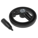 RS PRO Black Fibreglass Reinforced Technopolymer Spoked Revolving Handle Hand Wheel 100 mm Diameter 161-1988