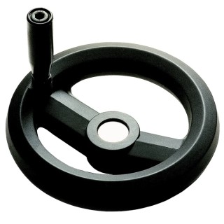 RS PRO Black Fibreglass Reinforced Technopolymer Spoked Revolving Handle Hand Wheel, 160mm Diameter 161-1994