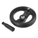 RS PRO Black Fibreglass Reinforced Technopolymer Spoked Revolving Handle Hand Wheel, 160mm Diameter 161-1994