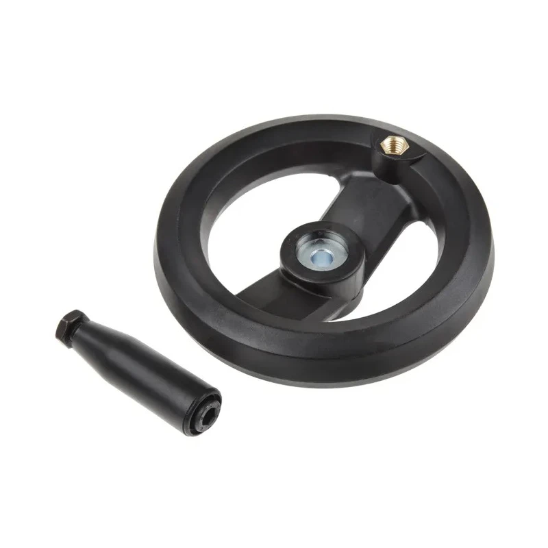 RS PRO Black Fibreglass Reinforced Technopolymer Spoked Revolving Handle Hand Wheel, 160mm Diameter 161-1994
