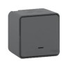 Schneider Electric Grey Push Button Light Switch, 1 Gang, LED Illuminated, IP55, 10A, Surface Mount, ABS Material MUR35028