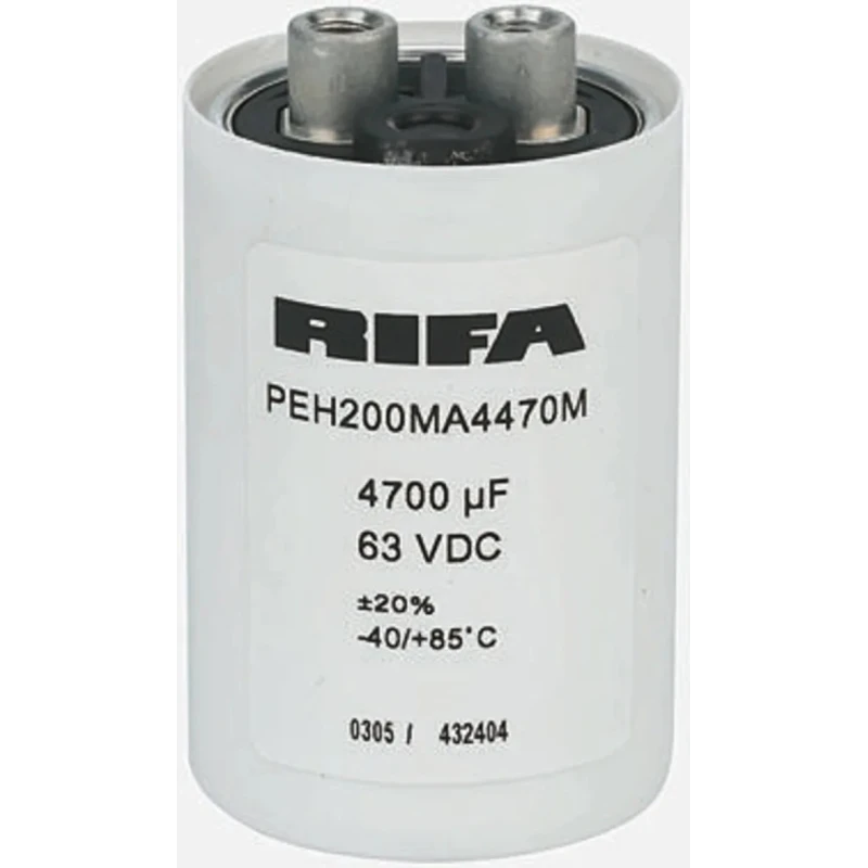 KEMET 0.1 F 63V dc Cylindrical Can Polar Aluminium Capacitor with Screw Termination PEH200MV6100MU2