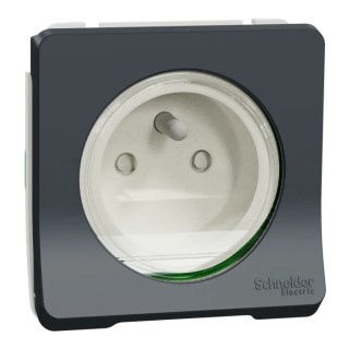 Schneider Electric 16A Grey 1 Gang Plug Socket Mureva Styl Indoor & Outdoor Type E - French MUR36133