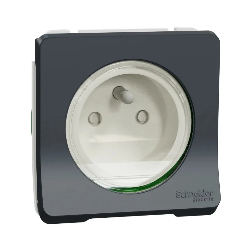 Schneider Electric 16A Grey 1 Gang Plug Socket Mureva Styl Indoor & Outdoor Type E - French MUR36133