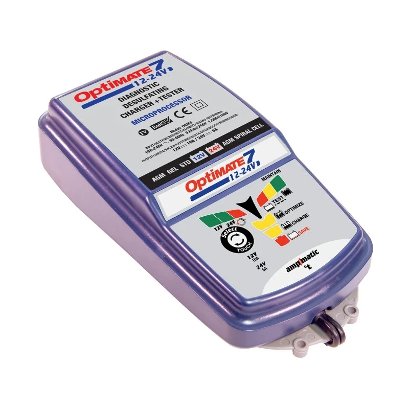 TecMate Automotive 12V/24V Lead Acid Battery Charger 10A with UK Plug TM262