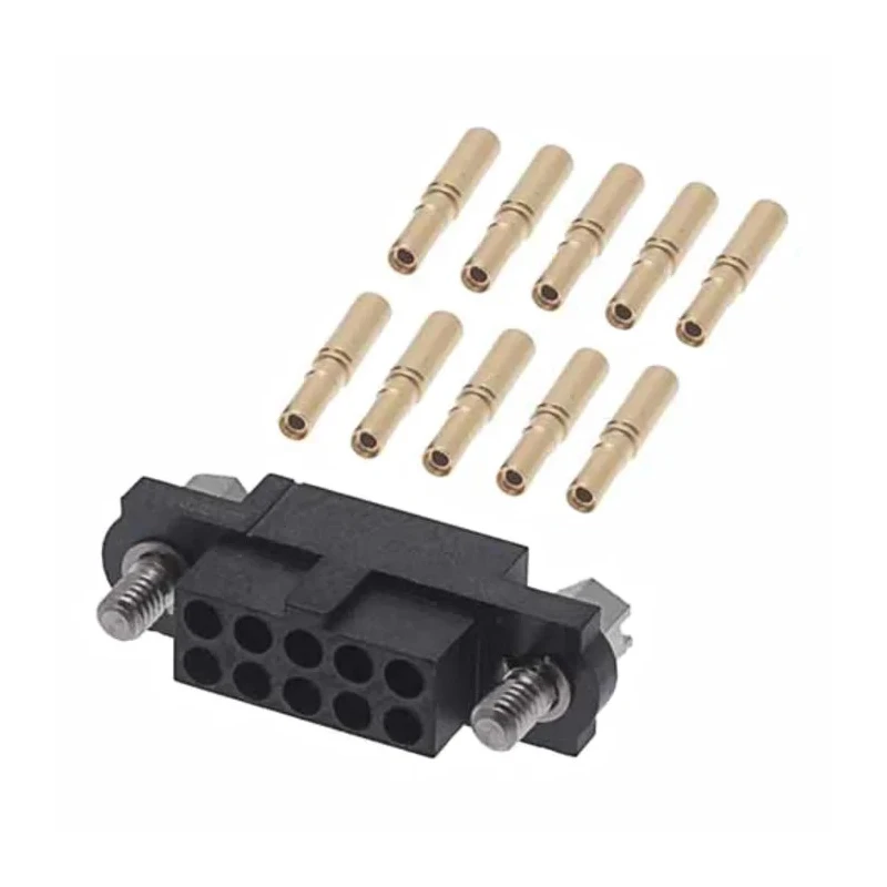 HARWIN PCB Connector Kit M80 Series Housing with Hexagonal Slotted Jackscrews and 10 Barrel Crimp Contacts Gold M80-4611005