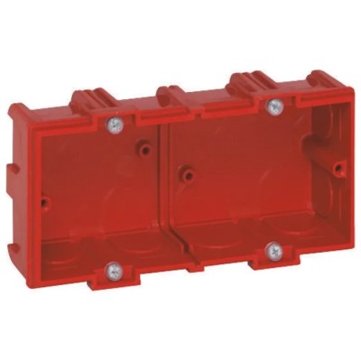 Legrand Batibox Red Plastic Back Box, 1 Gang, 71mm x 71mm x 50mm, NF Standard, Horizontal Screw Flush Mount 0 801 51