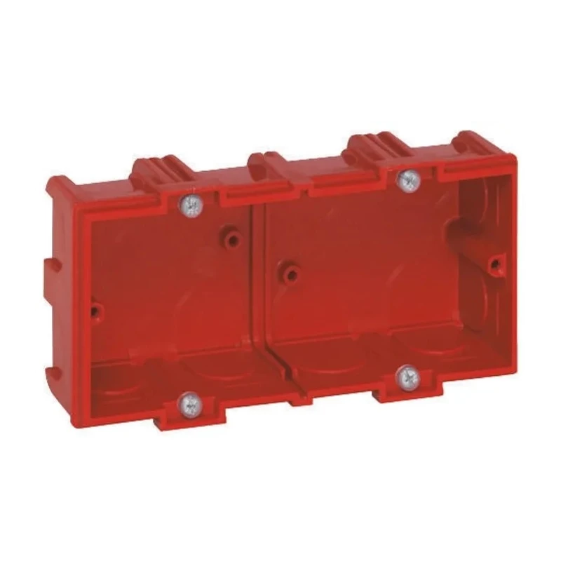 Legrand Batibox Red Plastic Back Box, 1 Gang, 71mm x 71mm x 50mm, NF Standard, Horizontal Screw Flush Mount 0 801 51