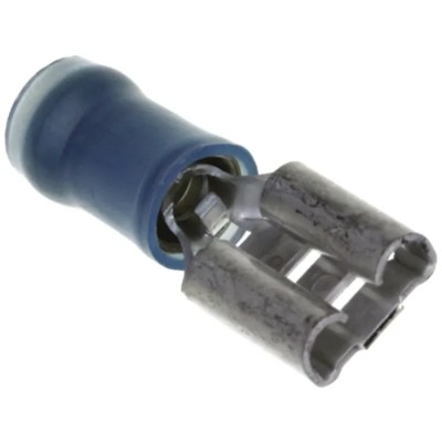 TE Connectivity PIDG FASTON .250 Blue Insulated Female Spade Connector, Crimp, 6.35 x 0.81 mm Tab Size, 16 AWG to 8-640905-1