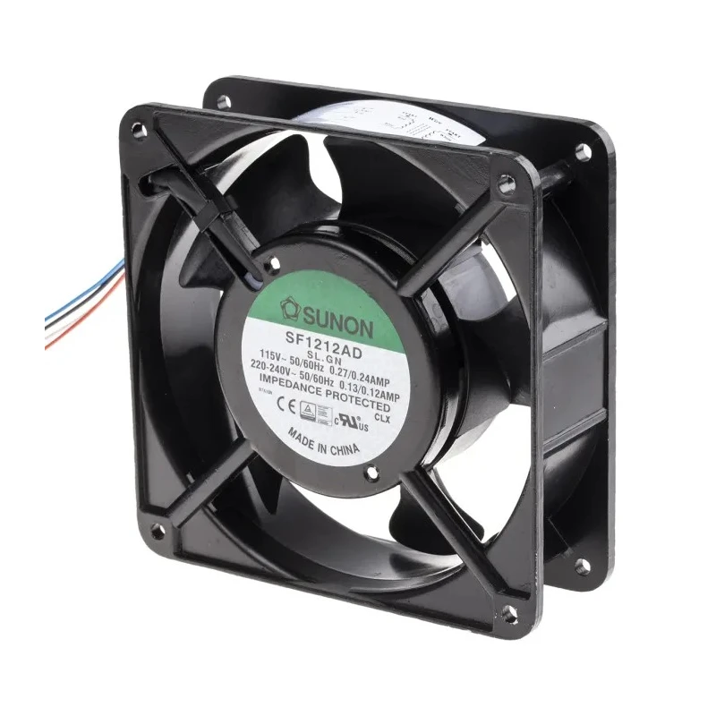Sunon SF Series Square Frame Sleeve Bearing Axial Fan 230V AC 19W 3100 RPM 161.4 m³/h 120mm x 120mm x 38mm SF1212AD-SL.GN