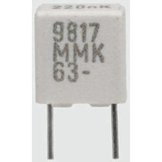 KEMET MMK Film Capacitor, 220 nF, ±10 %, 100 V dc, 63 V ac, Through Hole Leaded MMK5224K100J02L4BULK