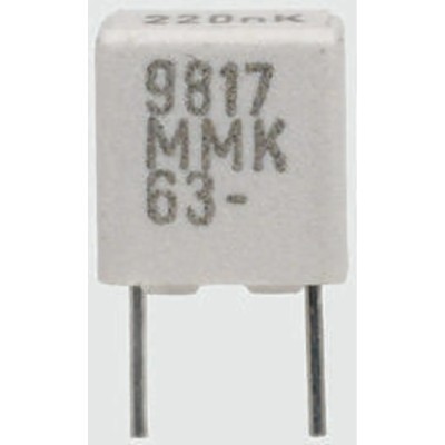 KEMET MMK Film Capacitor, 220 nF, ±10 %, 100 V dc, 63 V ac, Through Hole Leaded MMK5224K100J02L4BULK