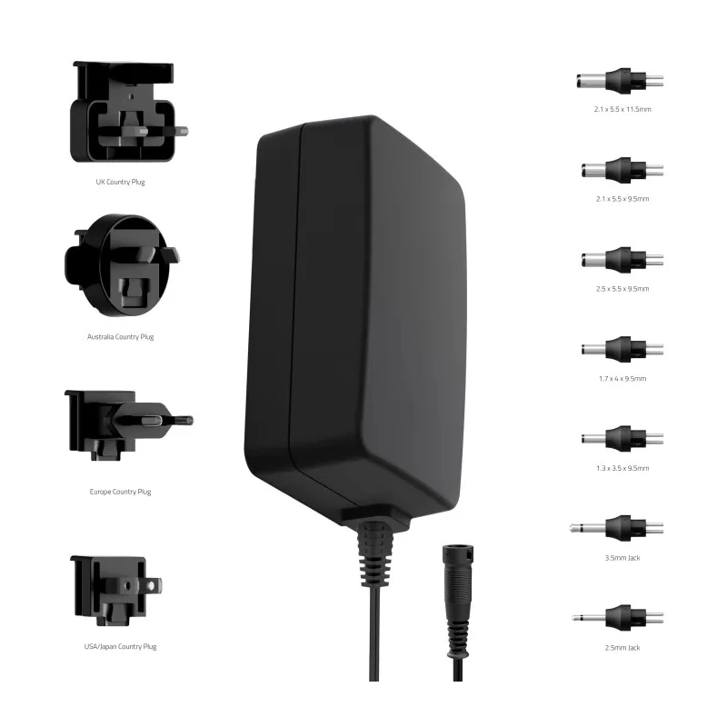 Friwo Interchangeable AC/DC Adapter Global 9V dc Output 3.3A 39.7W Efficiency 85.5% Model FW8030/09