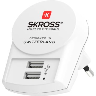 SKROSS 2 Output USB Type A AC-DC Converter Power Supply Adapter Type C 12W 5V DC Output 2.4A SKR-0083